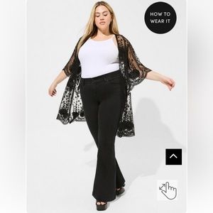 Torrid Kimono Size 1x / 2x plus 14 18 mesh lace gothic sexy crochet black sheer